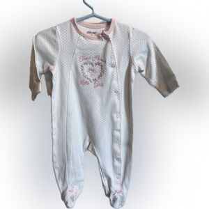 Little Me Pink and White Footie One Piece “Thank Heaven for Little Girls” 6M